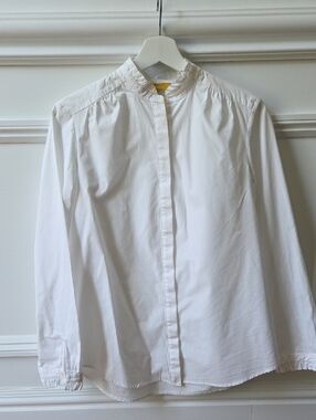 Joules White Cotton Ruffle Blouse